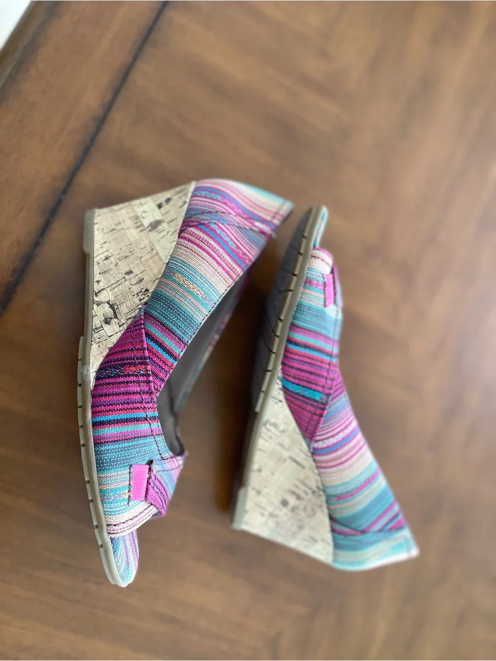 Pink Multi-Striped Wedges